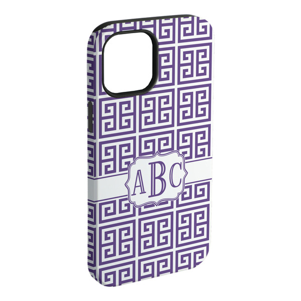 Custom Greek Key iPhone Case - Rubber Lined - iPhone 15 Plus (Personalized)