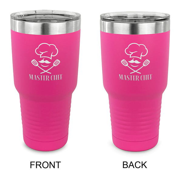 Custom Master Chef 30 oz Stainless Steel Tumbler - Pink - Double Sided (Personalized)