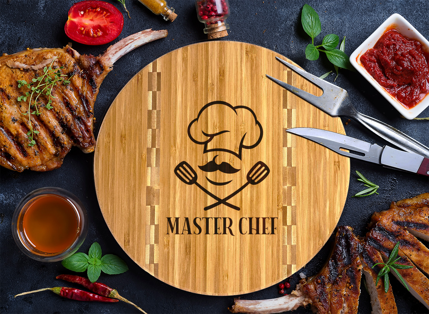 Personalized Chefs Bamboo Cutting Board