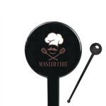 Master Chef 7" Round Plastic Stir Sticks - Black - Double Sided (Personalized)