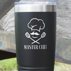 Master Chef 20 oz Stainless Steel Tumbler - Black - Double Sided (Personalized)