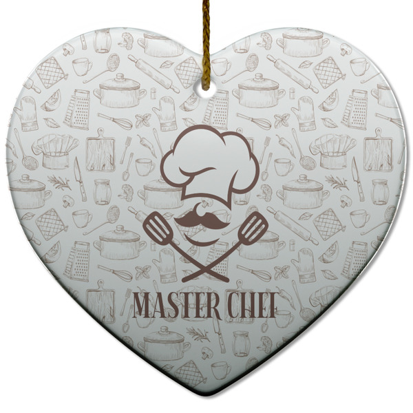 Custom Master Chef Heart Ceramic Ornament w/ Name or Text