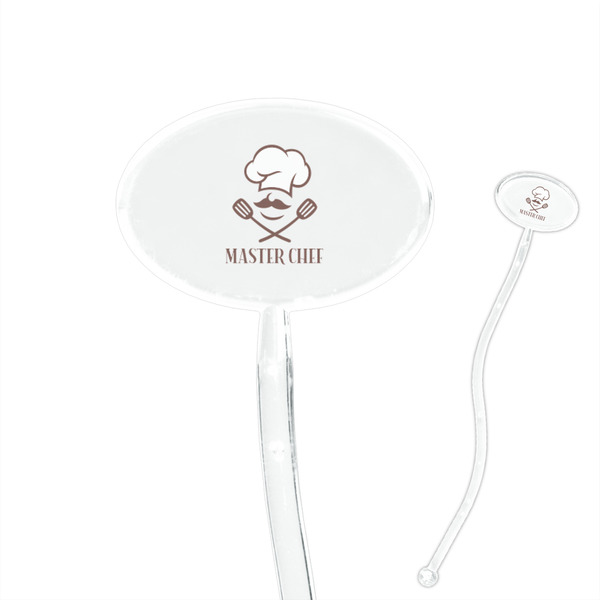 Custom Master Chef 7" Oval Plastic Stir Sticks - Clear (Personalized)