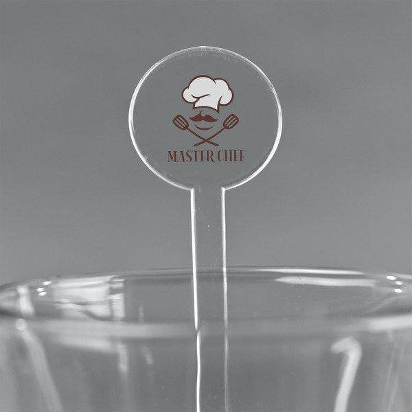 Custom Master Chef 7" Round Plastic Stir Sticks - Clear (Personalized)