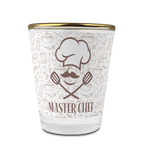 Master Chef Glass Shot Glass - 1.5 oz - with Gold Rim - Single (Personalized)