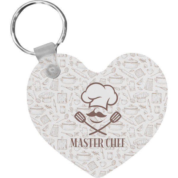 Custom Master Chef Heart Plastic Keychain w/ Name or Text