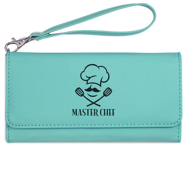 Custom Master Chef Ladies Leatherette Wallet - Laser Engraved- Teal (Personalized)