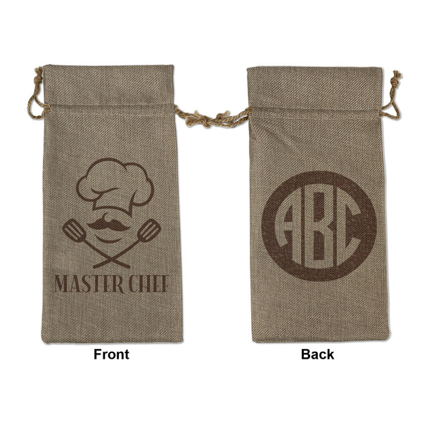 Custom Master Chef Large Burlap Gift Bag - Front & Back (Personalized)