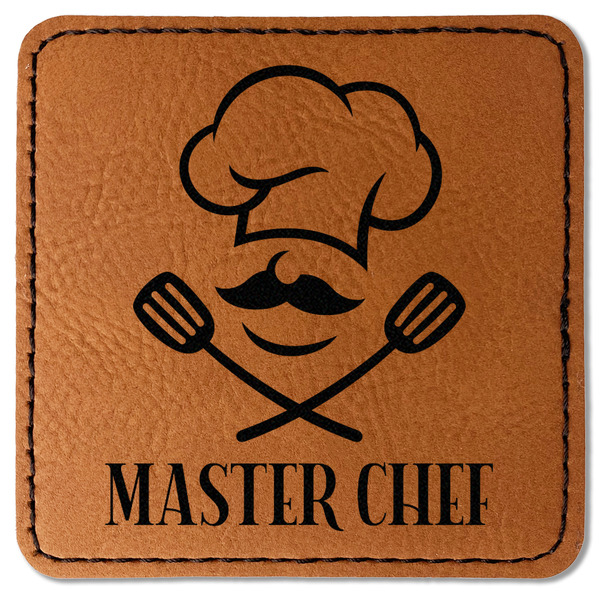 Custom Master Chef Faux Leather Iron On Patch - Square (Personalized)