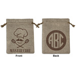 Master Chef Medium Burlap Gift Bag - Front & Back (Personalized)