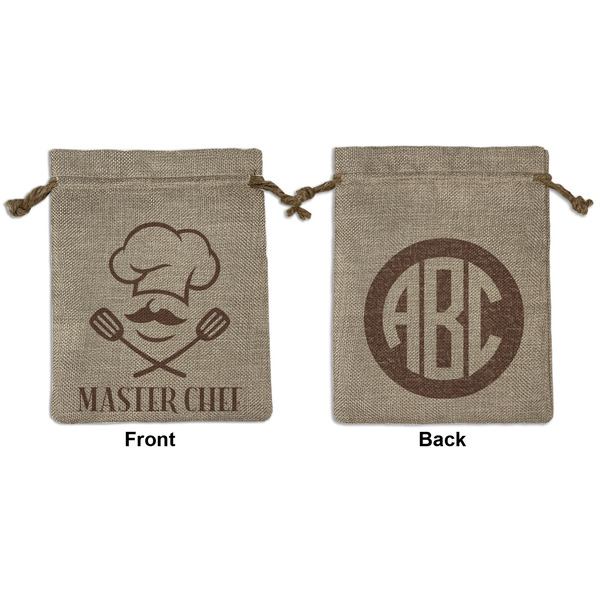 Custom Master Chef Medium Burlap Gift Bag - Front & Back (Personalized)