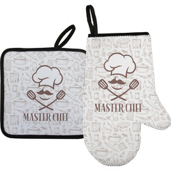 Master Chef Right Oven Mitt & Pot Holder Set w/ Name or Text