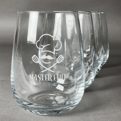 Strahl Engraved Acrylic Wine Glasses- Stemless-Set of 4