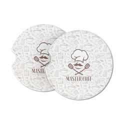 Master Chef Sandstone Car Coasters - Set of 2 (Personalized)