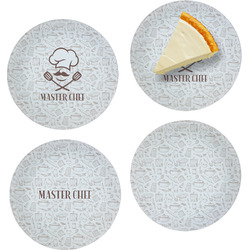 Master Chef Set of 4 Glass Appetizer / Dessert Plate 8" (Personalized)