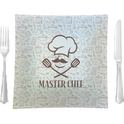 Master Chef Glass Square Lunch / Dinner Plate 9.5" w/ Name or Text