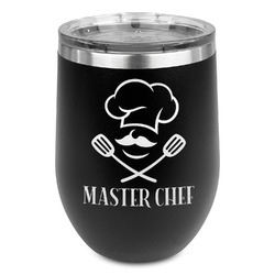 Master Chef Stemless Stainless Steel Wine Tumbler - Black - Single Sided (Personalized)