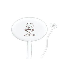Master Chef 7" Oval Plastic Stir Sticks - White - Double Sided (Personalized)