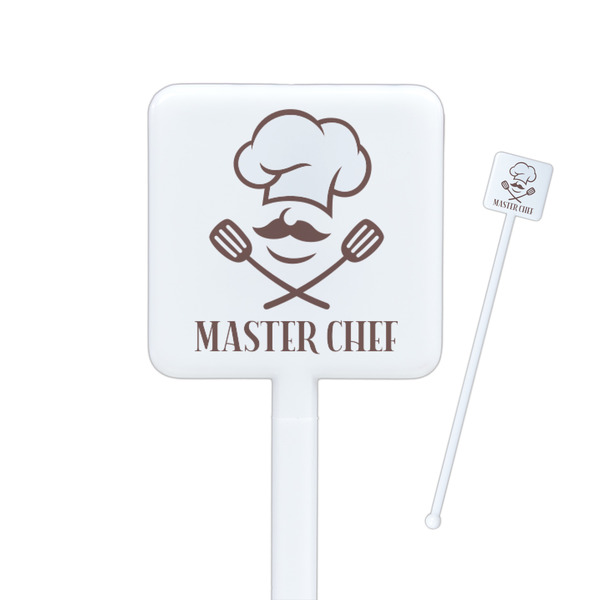 Custom Master Chef Square Plastic Stir Sticks - Single Sided (Personalized)