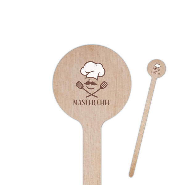 Custom Master Chef 7.5" Round Wooden Stir Sticks - Double Sided (Personalized)