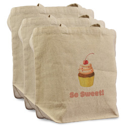 Sweet Cupcakes Reusable Cotton Grocery Bags - Set of 3 (Personalized)