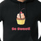 Sweet Cupcakes Black Hoodie on Model - CloseUp