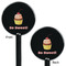 Sweet Cupcakes Black Plastic 5.5" Stir Stick - Double Sided - Round - Front & Back