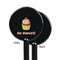 Sweet Cupcakes Black Plastic 5.5" Stir Stick - Single Sided - Round - Front & Back