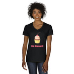 Sweet Cupcakes Women's V-Neck T-Shirt - Black - Large (Personalized)