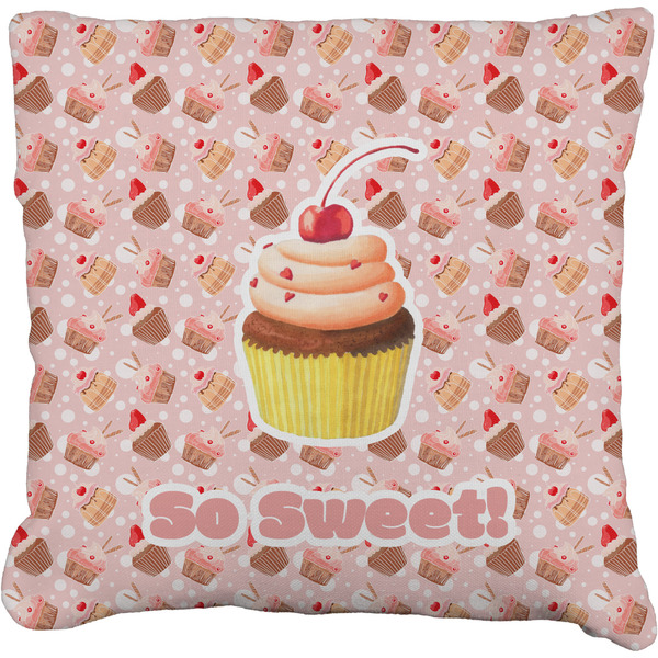 Custom Sweet Cupcakes Faux-Linen Throw Pillow 20" w/ Name or Text