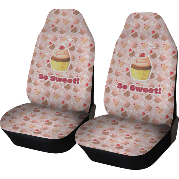 Custom Sweet Cupcakes Car Seat Covers (Set of Two) w/ Name or Text