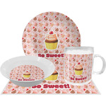 Sweet Cupcakes Dinner Set - Single 4 Pc Setting w/ Name or Text