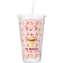 Sweet Cupcakes Double Wall Tumbler with Straw (Personalized)