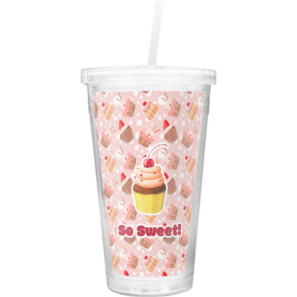 Custom Sweet Cupcakes Double Wall Tumbler with Straw (Personalized)