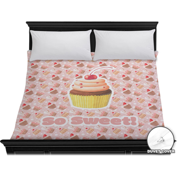 Custom Sweet Cupcakes Duvet Cover - King w/ Name or Text