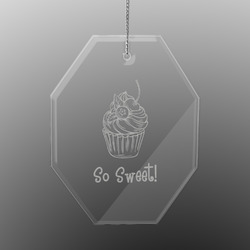 Sweet Cupcakes Engraved Glass Ornament - Octagon (Personalized)