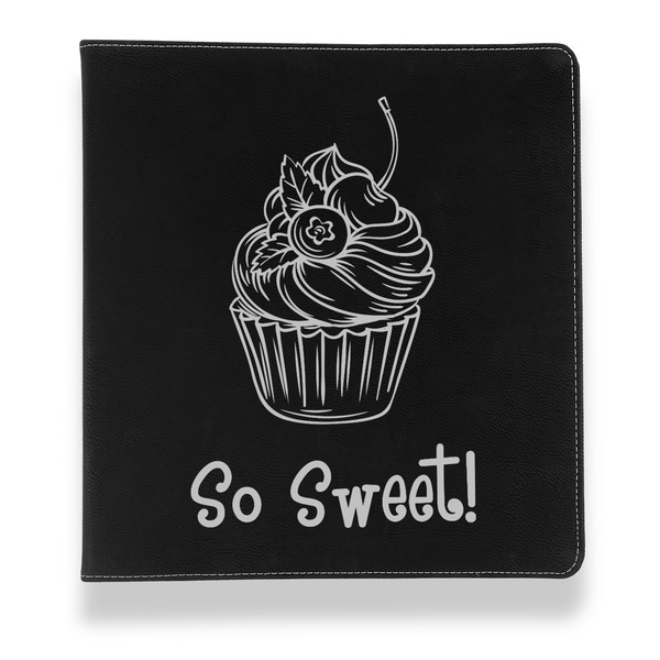 Custom Sweet Cupcakes Leather Binder - 1" - Black (Personalized)