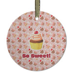 Sweet Cupcakes Flat Glass Ornament - Round w/ Name or Text