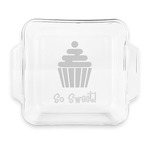 Sweet Cupcakes Glass Cake Dish with Truefit Lid - 8in x 8in (Personalized)