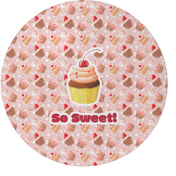 Sweet Cupcakes Round Glass Cutting Board - Medium (Personalized)