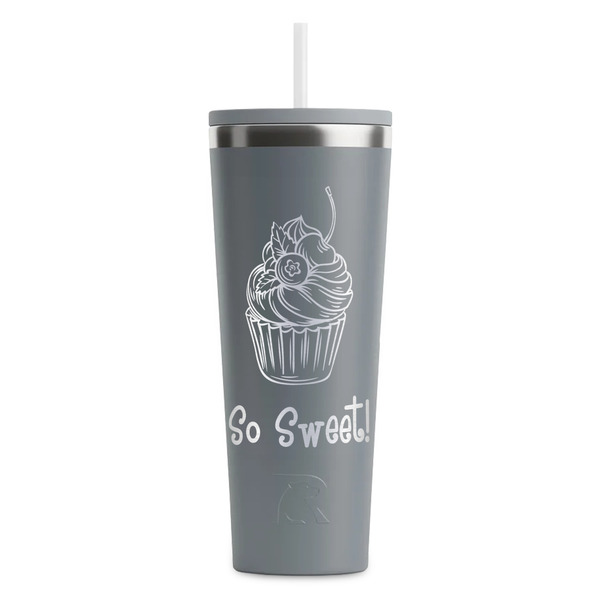 Custom Sweet Cupcakes RTIC Everyday Tumbler with Straw - 28oz - Grey - Double-Sided (Personalized)