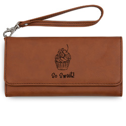 Sweet Cupcakes Ladies Leatherette Wallet - Laser Engraved - Rawhide (Personalized)