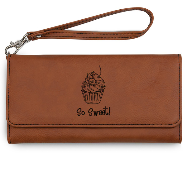 Custom Sweet Cupcakes Ladies Leatherette Wallet - Laser Engraved - Rawhide (Personalized)