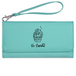 Sweet Cupcakes Ladies Leatherette Wallet - Laser Engraved- Teal (Personalized)