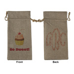 Sweet Cupcakes Large Burlap Gift Bag - Front & Back (Personalized)