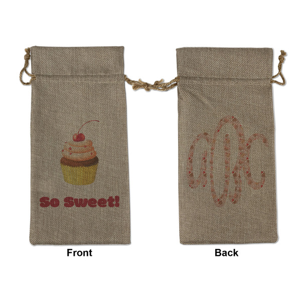 Custom Sweet Cupcakes Large Burlap Gift Bag - Front & Back (Personalized)