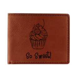 Sweet Cupcakes Leatherette Bifold Wallet - Double Sided (Personalized)