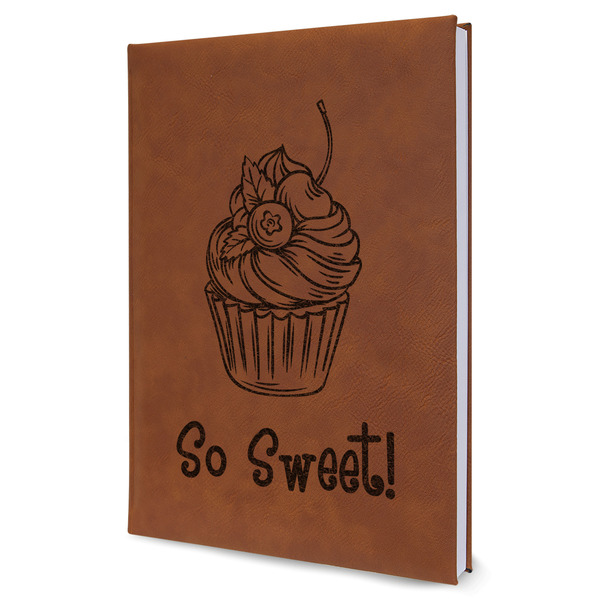 Custom Sweet Cupcakes Leather Sketchbook - Large - Double Sided (Personalized)