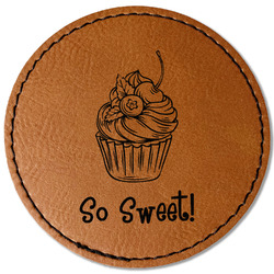 Sweet Cupcakes Faux Leather Iron On Patch - Round (Personalized)