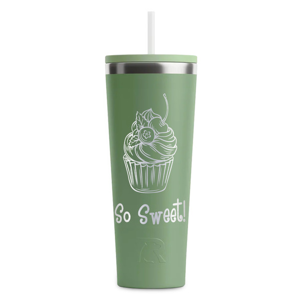 Custom Sweet Cupcakes RTIC Everyday Tumbler with Straw - 28oz - Light Green - Double-Sided (Personalized)